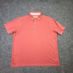 Tommy Bahama Mens Polo Shirt Large Red Short Sleeve Pullover Modal Blend